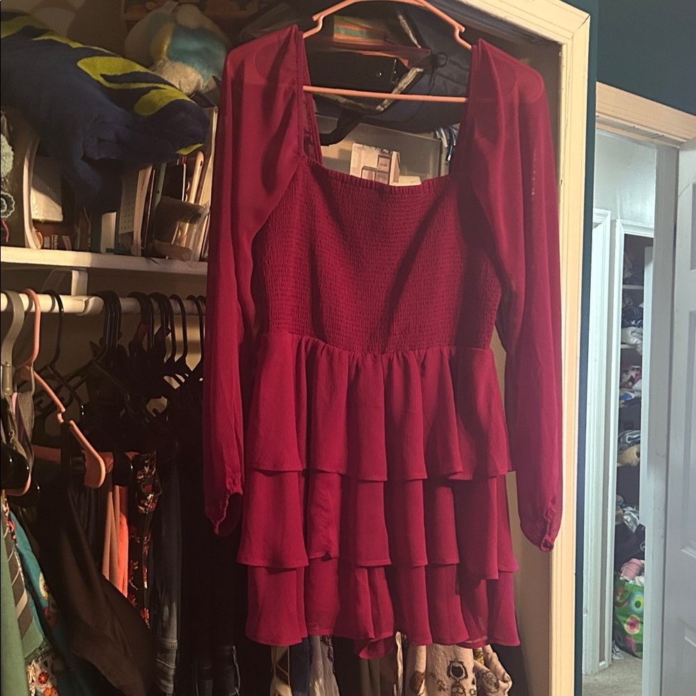 Express Burgundy Long Sleeve Romper